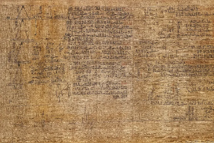 A portion of the Rhind Mathematical Papyrus repaired by AI