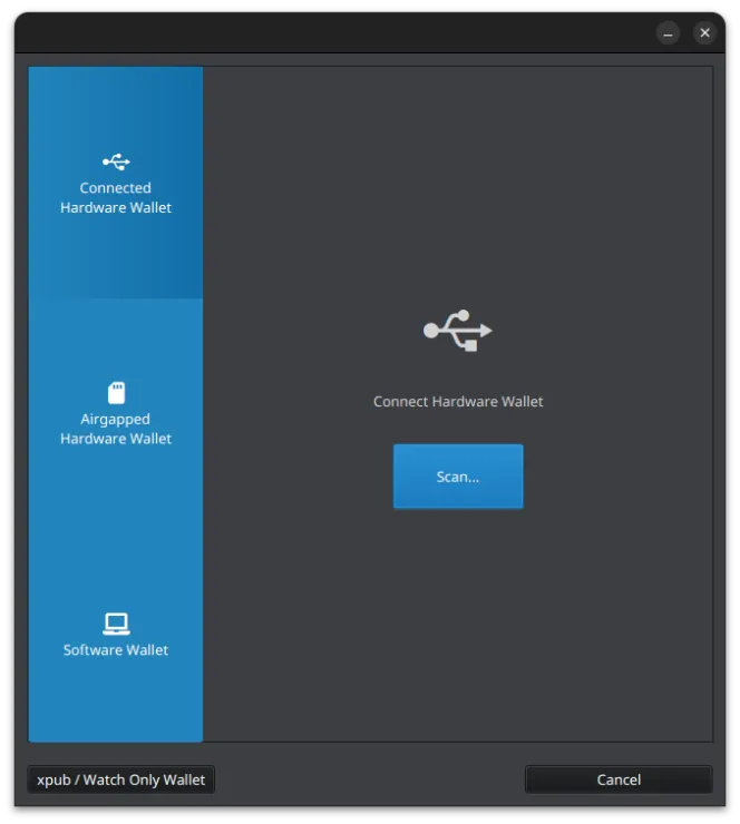 Sparrow - Connected Hardware Wallet