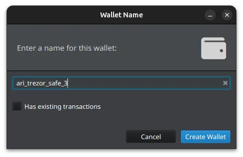 Sparrow - Wallet Name