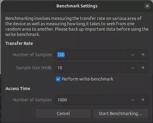 ThinkPad Disk Speed Benchmark Settings